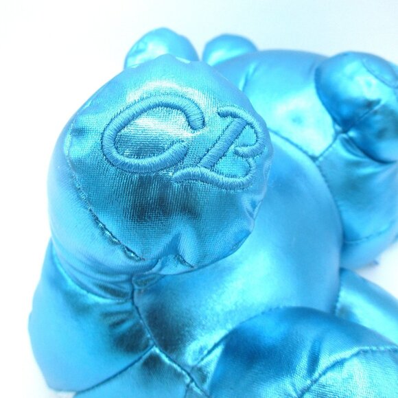 Gummy Bear Metallic Blue Plush Teddy Bear GB Logo Shiny Fabric 8" - Picture 4 of 4